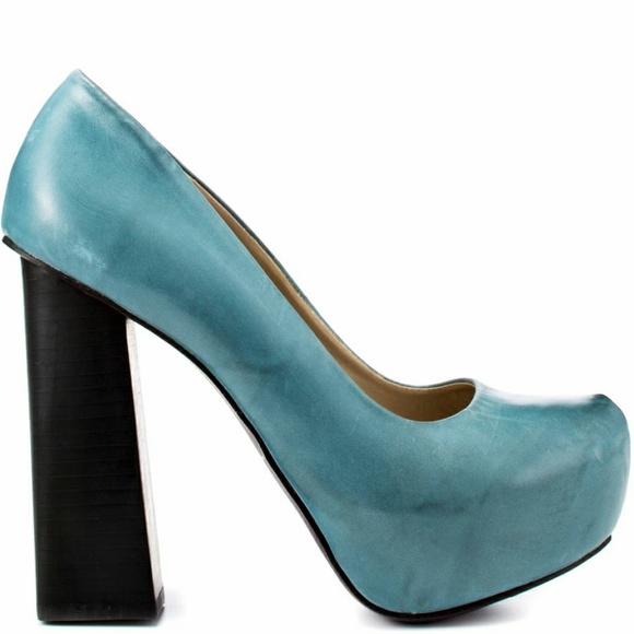 👠RARE👠MOJO MOXY revenge blue pump stacked heels - Picture 2 of 8